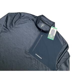 GH Bass Men's Quarter Zip Fleece Top Pullover Chest Pocket Blue Size XL NWT